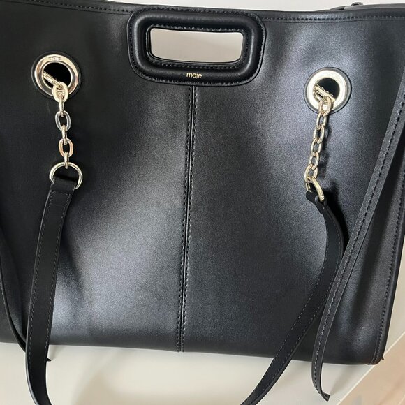 MAJE STUDIO - PURE LEATHER CITY BAG WITH DETACHABLE STRAP. 3 WAYS TO WEAR - NEW - Picture 3 of 9